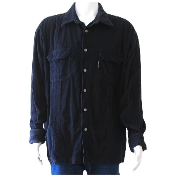 TOMMY HILFIGER Corduroy Button-Up Shirt | Classic Black | 100% Cotton - Picture 1 of 10